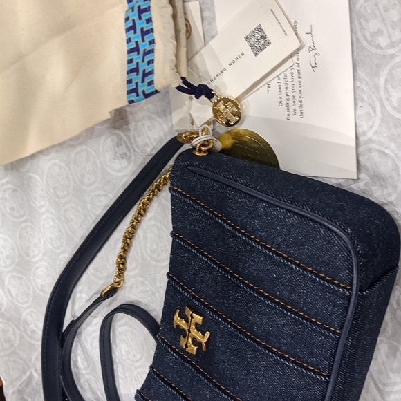 Tory Burch Kira Mini Denim Crossbody With Removable Strap Dust + Gift Bag Nwt ❤️ - Picture 6 of 9